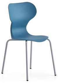 Stolička BRIAN, so 4 nohami, strieborná/modrá