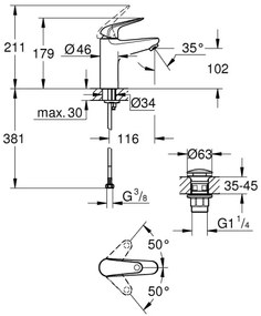 GROHE 24326001 - Umývadlová batéria SWIFT DN 15 veľkosť M lesklý chróm