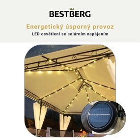Záhradný altánok s LED solárnym osvetlením BestBerg BBGG-11 / 300 x 400 x 275 cm / béžová