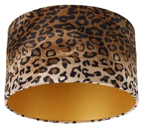 Zamatový tienidlo lampy leopardia potlač 35/35/20 zlatý interiér