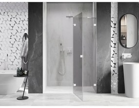 Mexen, Mexen Lunar pravé otočné sprchové dvere 130 cm, transparentné, biele - 834-130-000-20-00-P