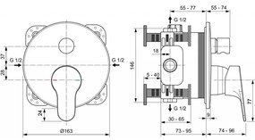 Ideal Standard Cerabase - Vaňová batéria podomietková, chróm A7395AA