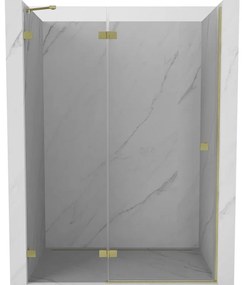 Mexen, Mexen Lunar ľavé otočné sprchové dvere 140 cm, transparentné, brúsené zlato - 834-140-000-55-00-L