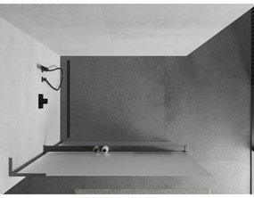 Mexen Kioto+ L, sprchová zástena Walk-In s poličkou a vešiakom 110 x 200 cm, 8mm sklo námraza, grafitový profil, 800-110-123-66-30