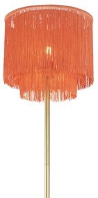 Orientálna stojaca lampa zlatá ružová tienidlo s strapcami - Franxa