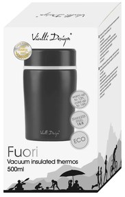 Čierna cestovná termoska na obed Vialli Design Fuori, 500 ml