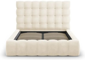 Béžová čalúnená dvojlôžková posteľ s úložným priestorom s roštom 140x200 cm Bali – Cosmopolitan Design