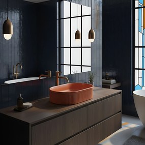 Rea Vanda, umývadlo na dosku 490x310x130 mm, oranžová matná, REA-U6377