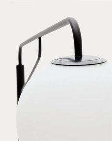 Biela/čierna stojacia lampa so skleneným tienidlom (výška 164 cm) Eilo – Kave Home