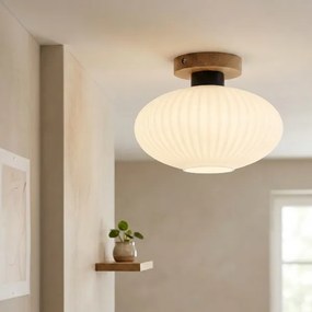 Stropné svietidlo HARMA WOOD, 1xE27/15W/230V, dub/biela, priemer 25 cm
