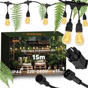 BERGE LED vonkajšia girlanda 15m - 15xLED Atmospheric Fire FLAME