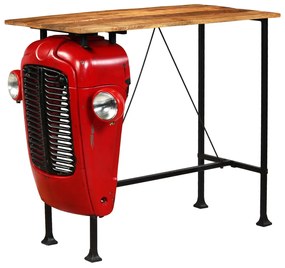 Traktorový barový stôl mangovníkové drevo červený 60x120x107 cm 246236