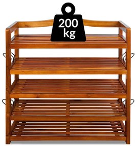 Casaria Regál na topánky RUSTIC, 5políc, 75x26x82cm, prírodná hnedá