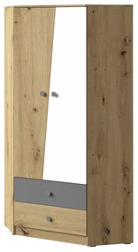 Šatníková skriňa Seraphina WK2 (dub artisan + biela + sivá). Vlastná spoľahlivá doprava až k Vám domov. 1122579