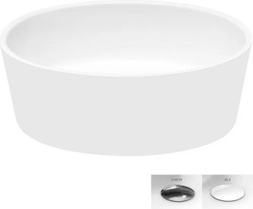 Besco Umývadlo na dosku z liateho mramoru Uniqa UM D 46,5x32,5 cm, sifón Click-Clack BESCO-Typ výpuste: Click-Clack, chróm, BESCO-Rozmery: 46,5x32,5