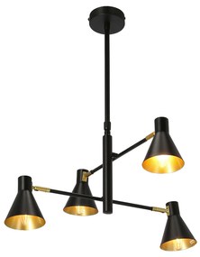 Candellux Čierno-zlatý závesný luster Less pre žiarovku 4x E14 34-72689