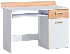 LORENTO počítačový stolík L10 Farba: Biely briliant + Dub nash