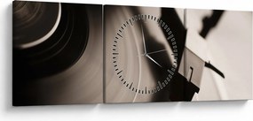 Obraz - Gramofónová doska (s hodinami) (90x30 cm)