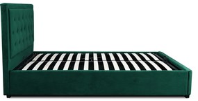 JAKS Posteľ s úložným priestorom 140 x 200 cm Cros velvet zelená