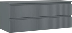 Mexen Rivel, kúpeľňová skrinka 120 cm s hornou časťou, 2 zásuvky, drážkovaná, grafit matná - 91A20-12047-2-BFFC66