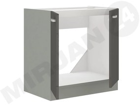 Skrinka pod drez Multiline 80 ZL 2F BB, Farby: šedý / biely lesk, Drez: áno