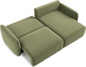 Zelená zamatová rozkladacia/s úložným priestorom rohová pohovka (pravý roh/s leňoškou) Kalena – Makamii