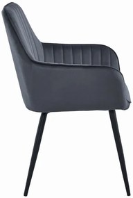 Jedálenská stolička SOLDEN zamatová tmavosivá (čierne nohy)