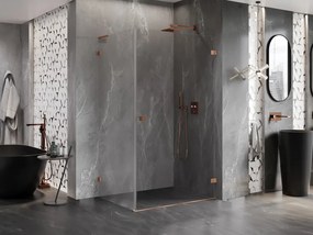 Mexen Lunar-B L pravý výklopný sprchový kút 95 x 70 cm, číre sklo, medená matná, 832L-095-070-65-00-P
