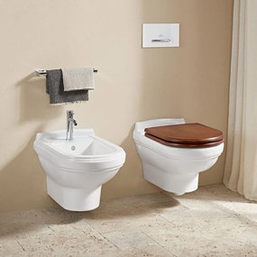 VILLEROY &amp; BOCH Hommage WC sedátko s poklopom (závesy z ušľachtilej mosadze), morený orech, 9926K600