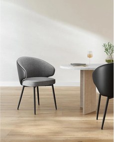 Jedálenské stoličky, sada 2 ks, kuchynské čalúnené stoličky, tmavosivé