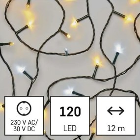 LED Vianočná vonkajšia reťaz 120xLED/2 funkcie 17m IP44 teplá/studená biela