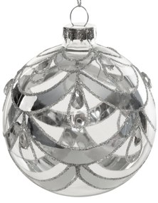 SKLENENÁ VIANOČNÁ BANKA NA STROMČEK SADA 4 KS (FI) 8 CM VZOROVANÁ