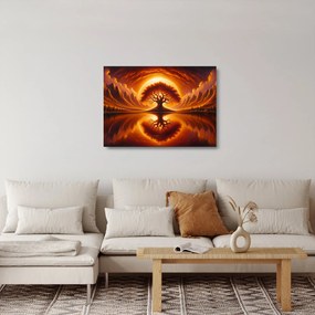Sklenený obraz – Strom v krvavom slnku (70x50 cm)
