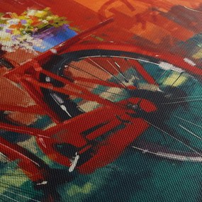 Obraz červeného kolesa, akrylová maľba (90x60 cm)