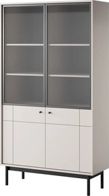 Vysoká vitrína Japandi, 104 cm, béžová kašmír
