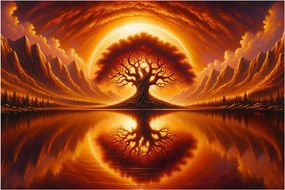 Obraz – Strom v krvavom slnku (90x60 cm)