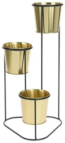 KOVOVÝ KVETINÁČ SO STOJANOM GOLD 46,5X23,5 CM ZLATÁ/ČIERNA