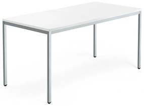 Rokovací stôl QBUS, 1600x800 mm, so 4 nohami, strieborná rám, biela