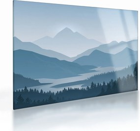 Sklenený obraz - Hory pohľadom grafika (70x50 cm)