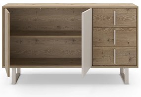 Nízka komoda v dekore duba v sivo-prírodnej farbe 140x80 cm Millay – Marckeric