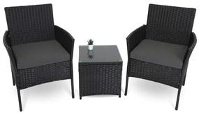 Záhradný balkónový set Nilo - 2 miesta, čierna