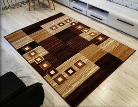 HU Hnedo-čierny kockovanýkoberec Shiraz Bcf Kocka-tmava Rozmer: 40x60 cm