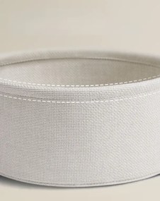 Krémový príručný stolík s odkladacím košom SALMA Ø 45 cm