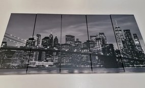 5-dielny obraz očarujúci most v Brooklyne v čiernobielom prevedení - 100x50