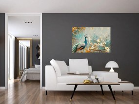 Obraz - Páv so zlatým dekorom (90x60 cm)