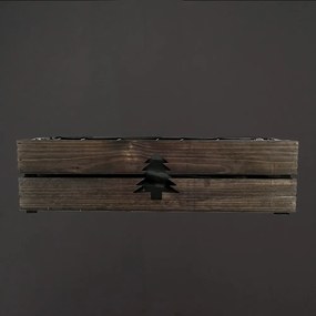 AMADEA Drevený vianočný kvetináč so stromčekom tmavý, vo vnútri s čiernou fóliou, 62x21,5x17cm, český výrobok