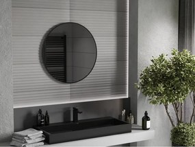 Mexen Loft okrúhle kúpeľňové zrkadlo 75 cm, čierny rám - 9850-075-075-000-70