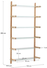 Sklenený modulárny policový systém v prírodnej farbe 110x202x30,5 cm Sitra – Kave Home