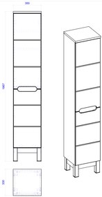 Kúpeľňová stojaca skrinka BALI biela - vysoká s košom na bielizeň