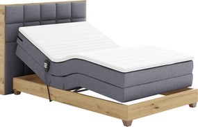 Elektrická polohovacia posteľ, boxspring, tmavosivá/dub artisan, 120x200, TIANA